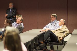 Professor Nahmod listening at the 2018 Chicago-Kent Retirement Party