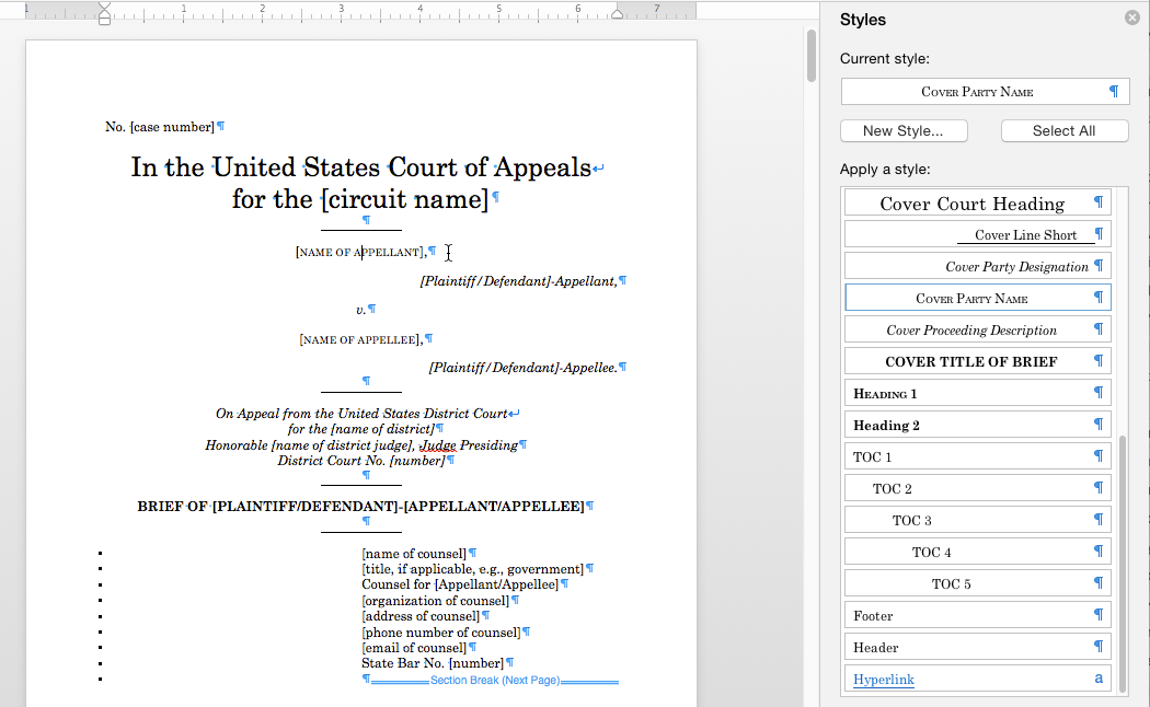 Online Word Guide For Formatting Appellate Briefs Iit Chicago Kent
