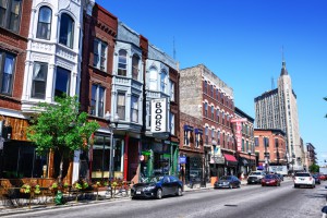 Shopping street in Wicker Park, Chicago