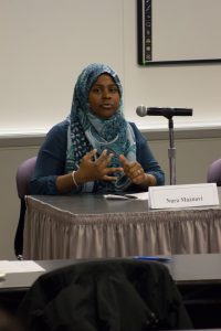 Nura Maznavi at Muslim Law Student Association panel for Chicago-Kent Diversity Week 2017