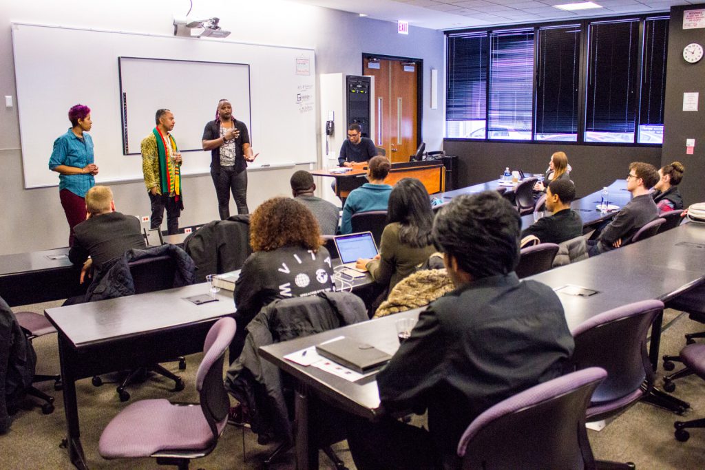 Black Lives Matter Chicago speakers leading discussion at BLSA event