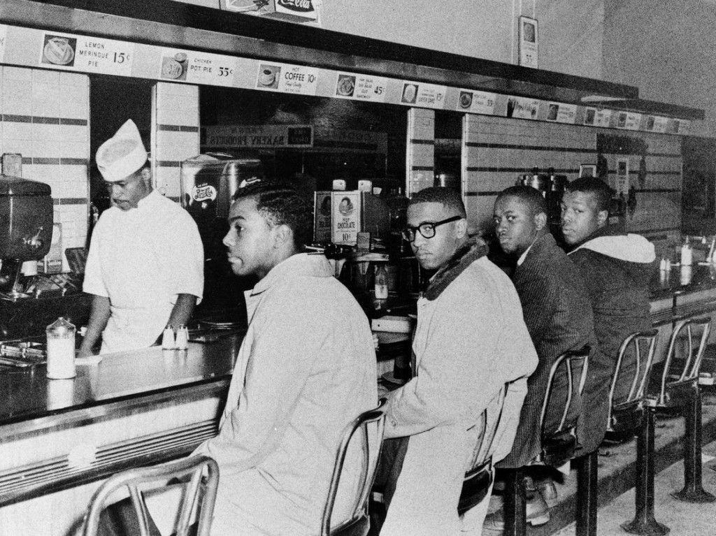 The "Greensboro Four": from left, Joseph McNeil, Franklin McCain, Billy Smith and Clarence Henderson. (Jack Moebes/Greensboro News & Record)