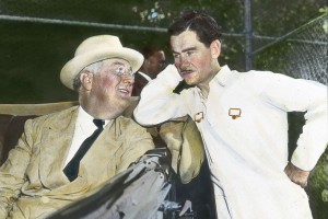 Lowell Thomas with FDR (1); Marist College colored glass lantern slide 1428.35.