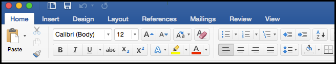 New tabs in the Word 2016 ribbon