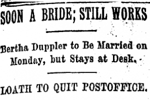 "Soon A Bride, Still Works", Chicago Daily Tribune, November 19, 1908