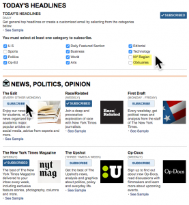 NYTimes - Manage Subscriptions Headlines