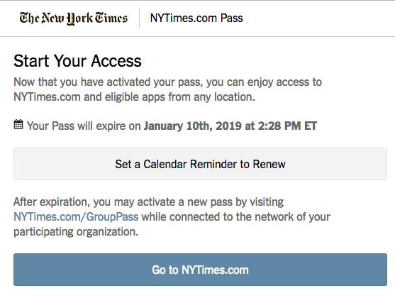 NYTimes Renewal Link