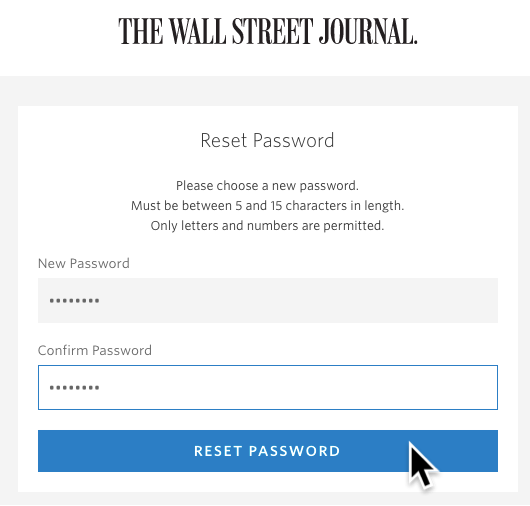 Wall Street Journal New Password