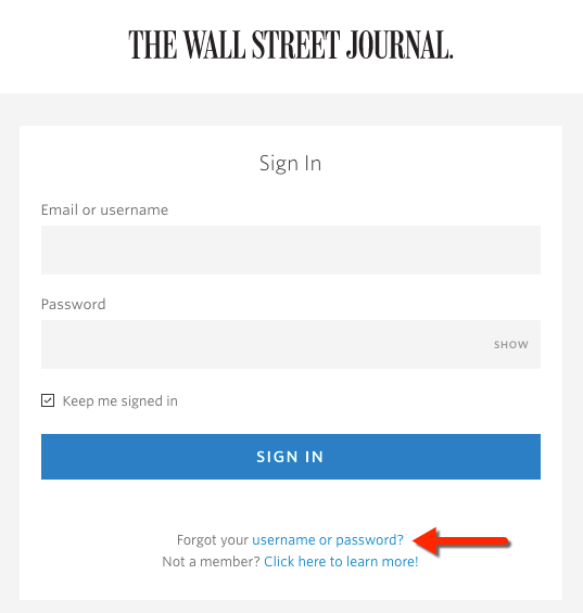 Wall Street Journal Password Link