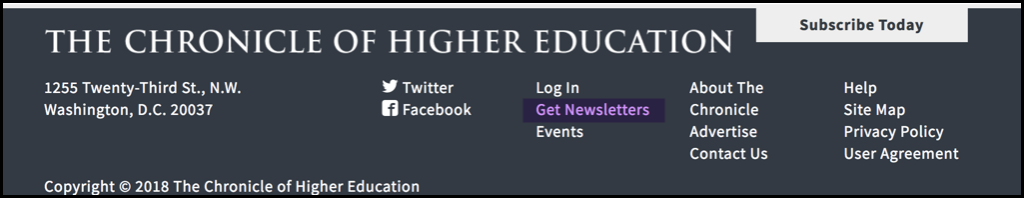 Chronicle of Higher Education Get Newsletters Spring 2018