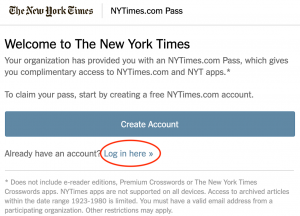NYTimes.com Pass Login Link