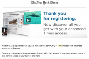 NYTimes Registration Success Email Confirmation